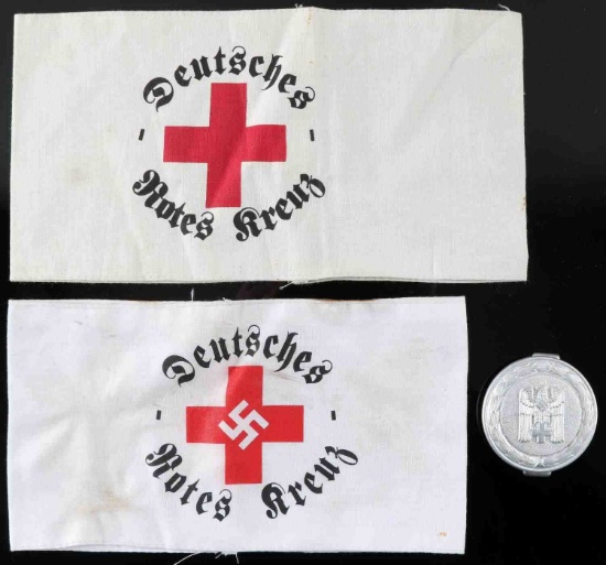 WWII GERMAN RED CROSS ARMBAND AND BELT BUCKLE LOT
