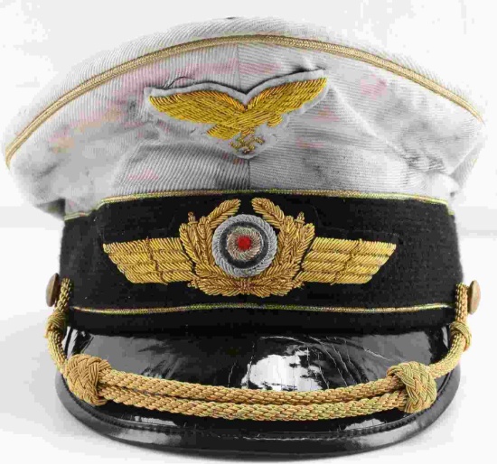 WWII GERMAN 3RD REICH LUFTWAFFE OFFICER VISOR CAP