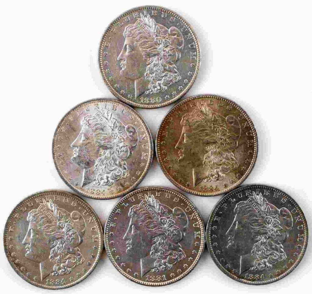 6 MORGAN SILVER DOLLAR BU UNCIRCULATED COIN LOT