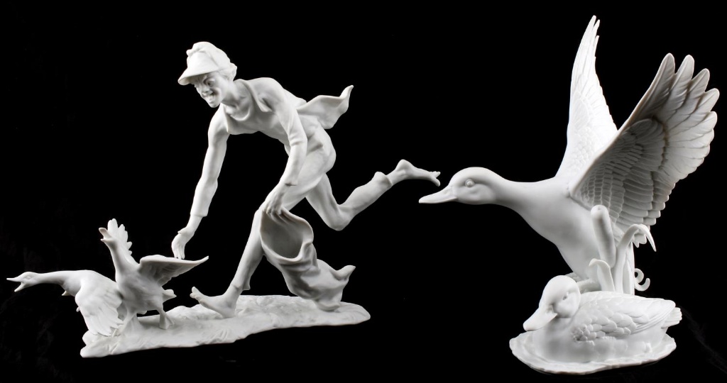KAISER PORCELAIN FIGURINES DUCK AND DUCK CHASER
