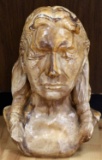 LIFE SIZE STONE NATIVE AMERICAN BUST STATUE