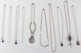 10 PIECE LOT STERLING SILVER NECKLACES & PENDANTS