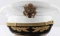 WWII US MILITARY ARMY WHITE VISOR WITH INSIGNIA