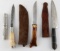 KNIFE LOT OF 3 WITH WOOD HANDLE ALL HAVE SHEATHS
