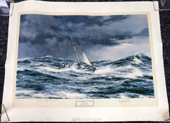 SIGNED MONTAGUE DAWSON HORN BEAM SHIP SEA PRINT