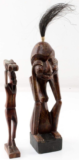 PAIR OF AFRICAN FEMININE FERTILITY WOODEN STATUES