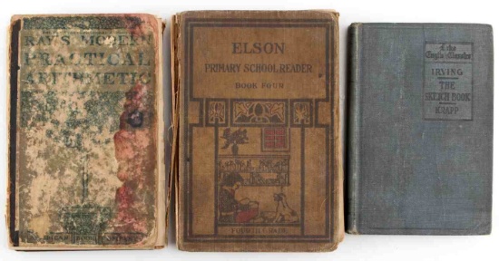 LOT OF 3 ANTIQUE CHILDREN'S SCHOOLHOUSE TEXTBOOKS