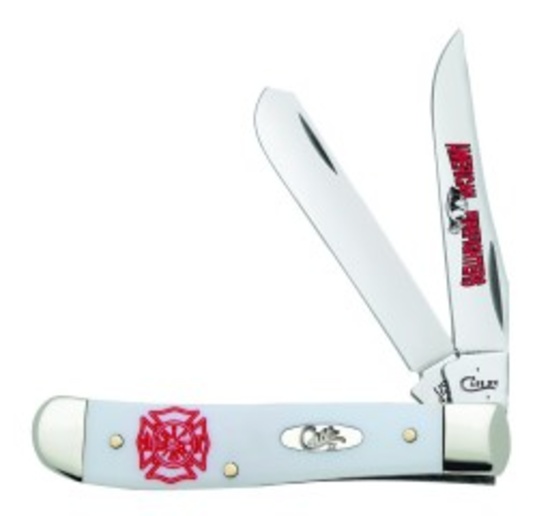 CASE XX WHITE MINI TRAPPER WITH FIREFIGHTER TIN