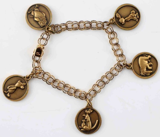 1950S STERLING WINNIE THE POOH CHARM BRACELET