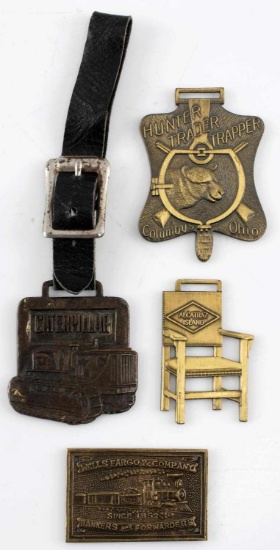 VINTAGE ANTIQUE POCKETWATCH FOBS ALCATRAZ CATERPIL