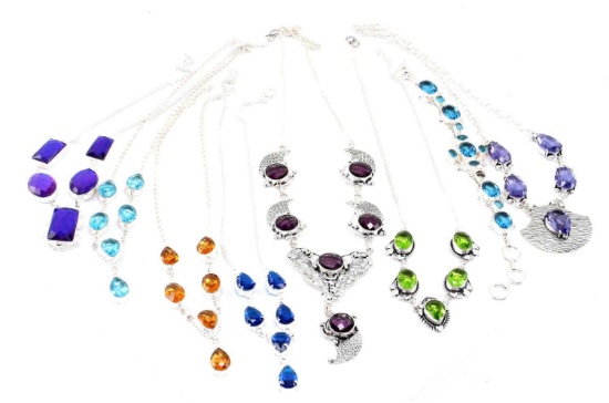 1104 TCW LAB MADE TOPAZ & QUARTZ NECKLACE LOT