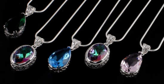 502 TCW LAB CREATED TOPAZ PENDANTS 5 PIECE
