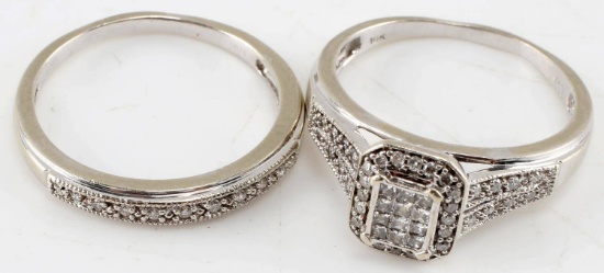 10KT WHITE GOLD & DIAMOND 2-PC WEDDING RING SET