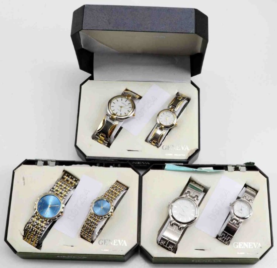 GENEVA CLASSIC QUARTZ WATCH SET LOT OF 6