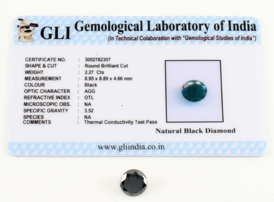 2.27 CT BLACK DIAMOND SOLITAIRE LOOSE GEMSTONE
