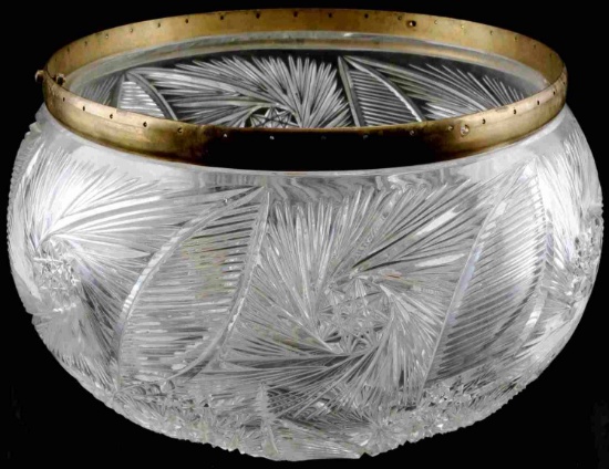 AMERICAN BRILLIANT CUT GLASS BOWL 12 INCH DIA BOWL