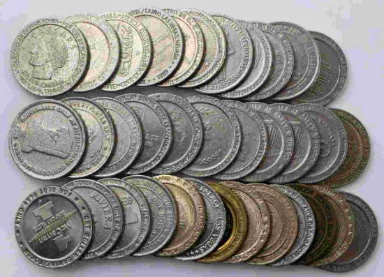 35 VINTAGE LAS VEGAS CASINO TOKENS FLAMINGO CAESAR