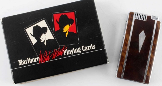 MARLBORO WILD WEST PLAYING CARDS  ART DECO LIGHTER