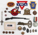 LOT OF RELIGIOUS & MILITARY PATCHES PINS PENDANTS