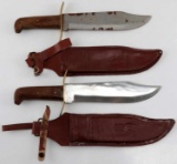 PAIR OF MODERN BOWIE STYLE KNIVES WITH SHEATHS