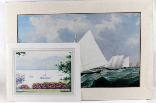 LOT OF TWO NAUTICAL THEMED PRINTS SAILING BOATS