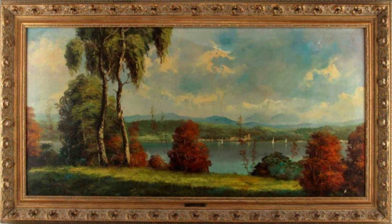 A. FERRETTI 19TH CENTURY OIL LANDSCAPE PAINTING