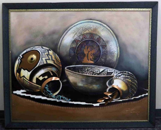 JOSEPH ANTHONY NATIVE AMERICAN STILL LIFE PAINTING