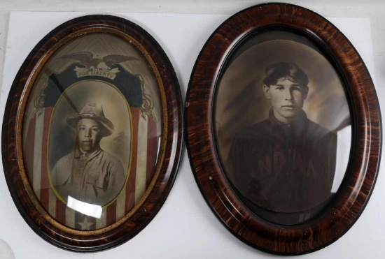 TWO ALBUMEN PHOTOS OF NATIVE AMERICAN MEN FRAMED