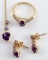 14K YELLOW GOLD & TANZANITE NECKLACE SET 4.8 TCW