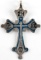 19TH C RUSSIAN 84 SILVER ENAMEL CROSS W BLUE INLAY