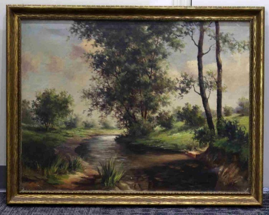 HUDSON RIVER SCHOOL SIGNED OIL ON CANVAS PAINTING