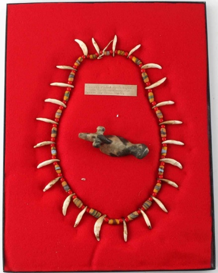 NATIVE AMERICAN TOOTH NECKLACE & POPEYED BIRDSTONE