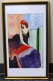 ITZCHAK TARKAY FRAMED & SIGNED WATERCOLOR OF WOMAN