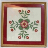 ANTIQUE HAND PIECED APPLIQUED FOLK ART QUILT