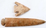 NATIVE AMERICAN ARCHAIC ARROWHEAD LOT OF 2