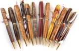 LOT OF 12 CUSTOM MADE WRITING PENS WOOD GRAIN MORE