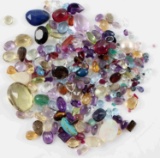 239 TCW ASSORTED GEMSTONE LOT AMETHYST OPAL RUBY