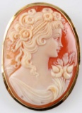 18K GOLD CAMEO PIN OR PENDANT MARKED BIRKS ITALY