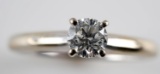 14K WHITE GOLD LADIES SOLITAIRE DIAMOND RING .28 C