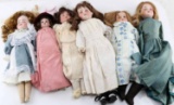 LOT 6 ANTIQUE GERMAN BISQUE HEADED PORCELAIN DOLLS