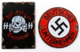 2 WWII GERMAN THIRD REICH METAL STREET SIGN LOT