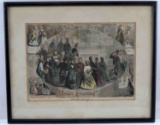 FRAMED & MATTED ANTIQUE PRINT NY HOUSE HUNTING