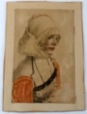 FRANZ HANFSTAENGL 19TH C LITHOGRAPH OF WOMAN