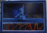 NEO-FUTURISTIC SIGNED OIL ON BOARD PAINTING