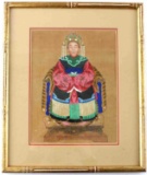 CHINESE GOUACHE ON SILK ANCESTRAL PORTRAIT WOMAN