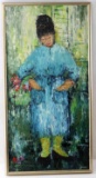 OIL ON CANVAS PAINTING OF WOMAN MILDRED BARRETT