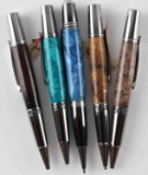 LOT OF 5 CUSTOM MADE PENS OAK BURL CHRYSOCOLLA