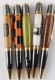 LOT OF 5 WRITING PENS MADE FROM DIFFERENT MATERIAL