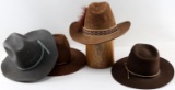 LOT OF 4 STETSON COWBOY HATS DIFFERENT SIZES