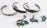 6 PIECES OF SIGNED NATIVE AMERICAN STERLING SILVER
